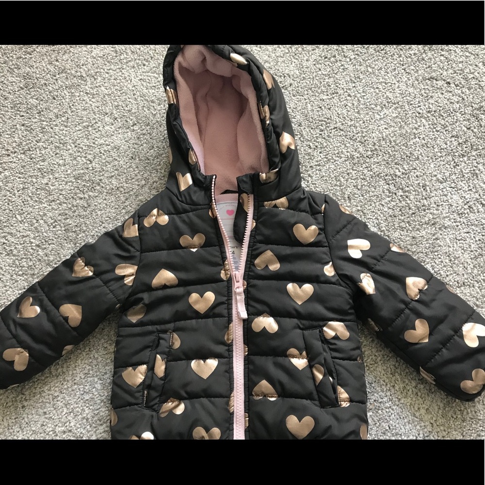 Carter’s rose gold heart bubble coat